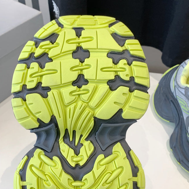 DAD SHOES IN GRAY MIX NEON GREEN MESH AND CALFSKIN