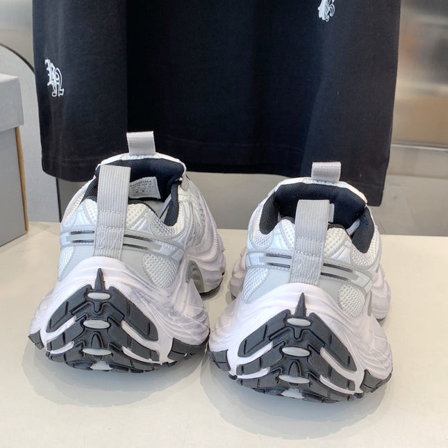 DAD SHOES IN SILVER WHITE MESH AND CALFSKIN