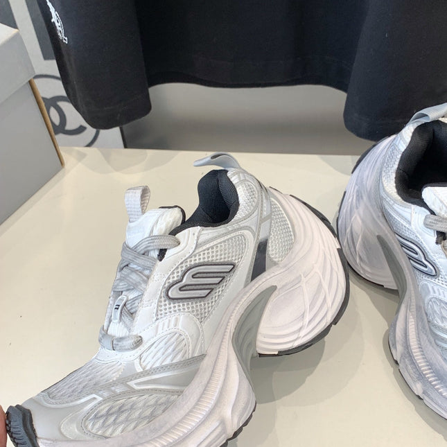 DAD SHOES IN SILVER WHITE MESH AND CALFSKIN