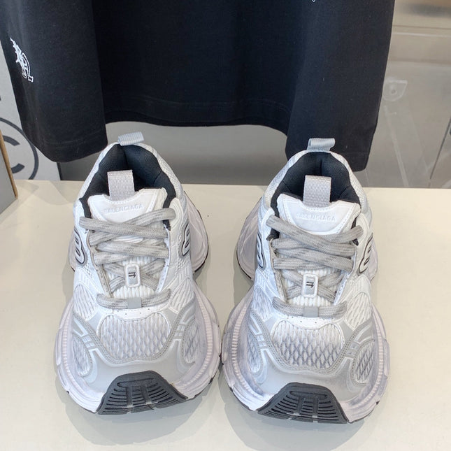 DAD SHOES IN SILVER WHITE MESH AND CALFSKIN