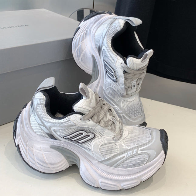 DAD SHOES IN SILVER WHITE MESH AND CALFSKIN