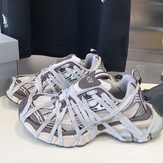 3XL EXTREME LACE SNEAKER BROWN MIX DUST WHITE AND SILVER