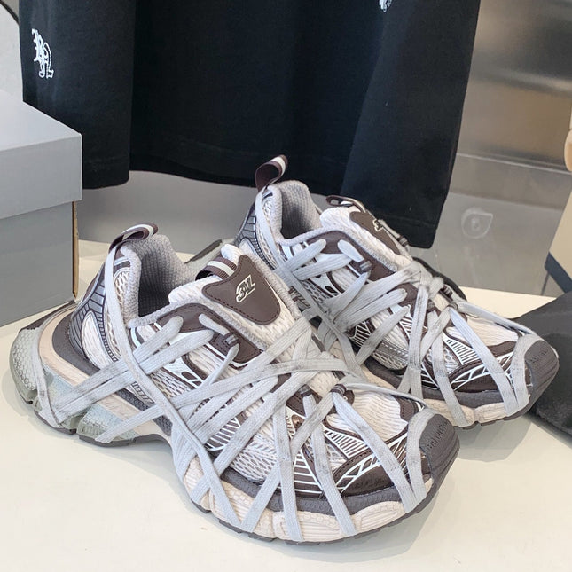 3XL EXTREME LACE SNEAKER BROWN MIX DUST WHITE AND SILVER