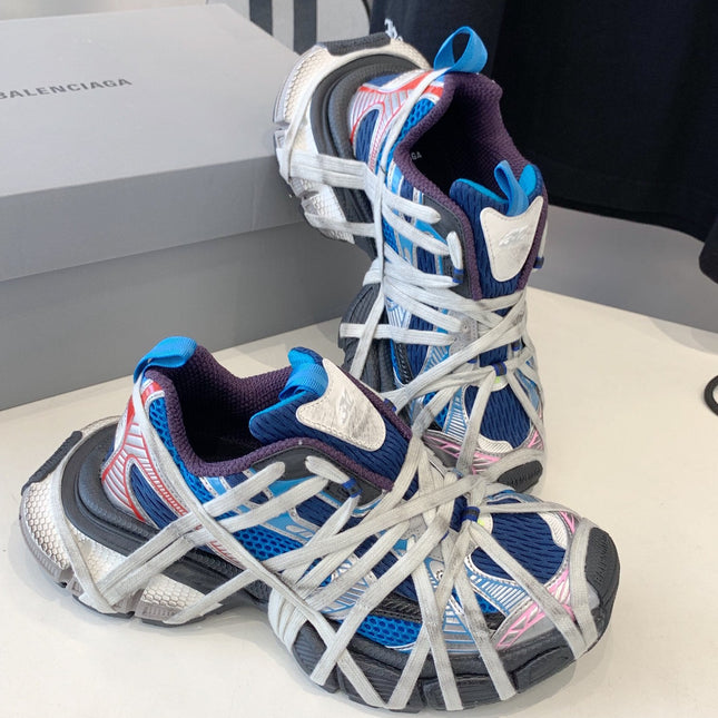 3XL EXTREME LACE SNEAKER BLUE MIX PINK SILVER AND RED