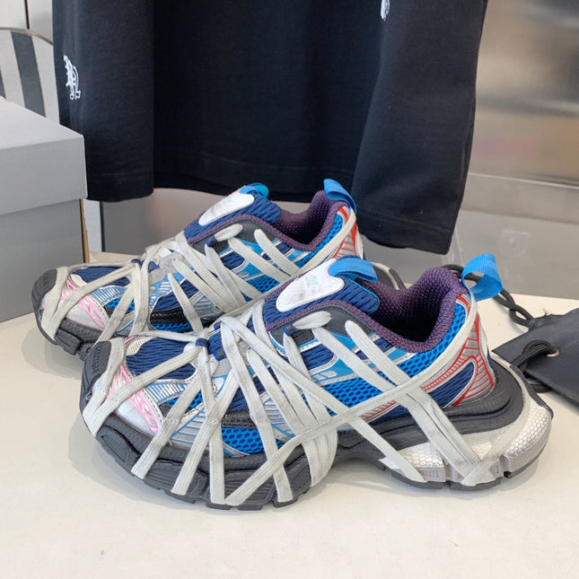 3XL EXTREME LACE SNEAKER BLUE MIX PINK SILVER AND RED