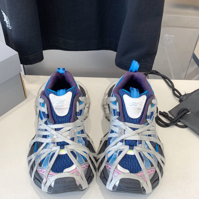 3XL EXTREME LACE SNEAKER BLUE MIX PINK SILVER AND RED