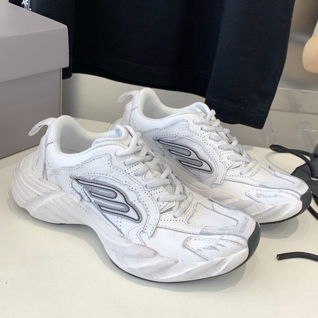 MONDAY SHOE IN WHITE COWSKIN AND POLYESTER