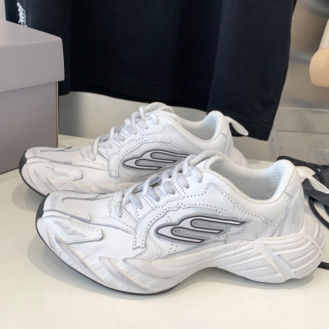 MONDAY SHOE IN WHITE COWSKIN AND POLYESTER