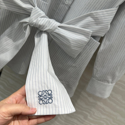 Loewe Pinstriped Shirt Dress White Cotton