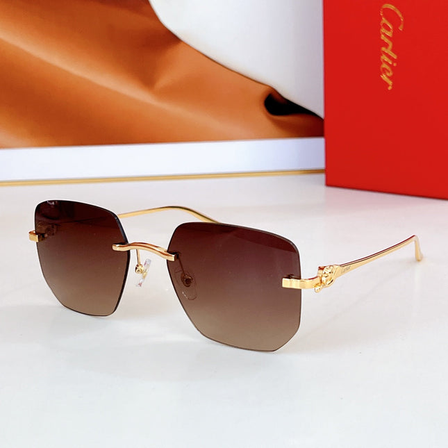 PANTHÈRE RIMLESS SQUARE FRAME SUNGLASSES CT0549S IN METAL