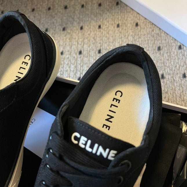 TRAINER LOW LACE-UP SNEAKER IN BLACK CANVAS