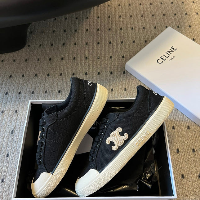 TRAINER LOW LACE-UP SNEAKER IN BLACK CANVAS