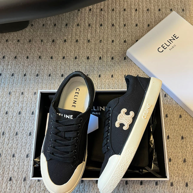 TRAINER LOW LACE-UP SNEAKER IN BLACK CANVAS