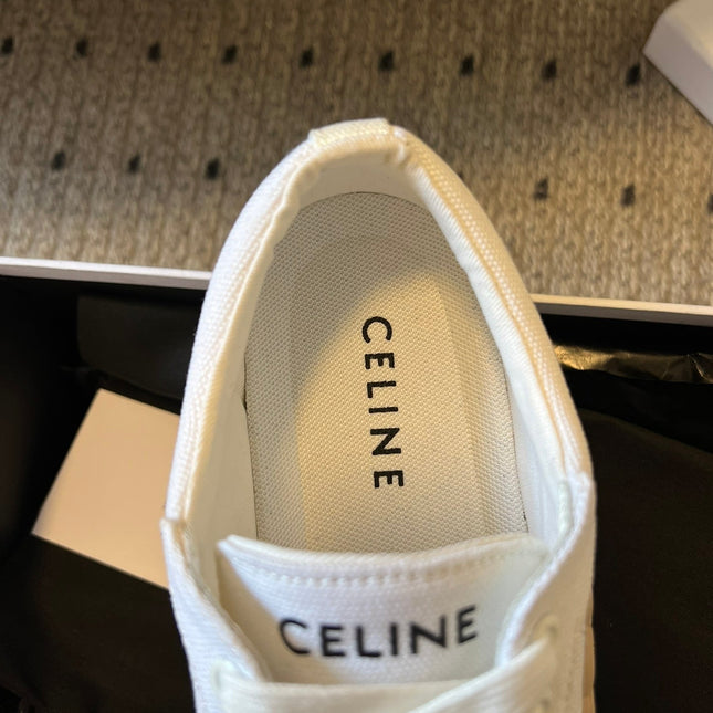 TRAINER LOW LACE-UP SNEAKER IN WHITE MIX BEIGE CANVAS