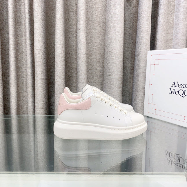 OVERSIZED SNEAKERS IN WHITE CALFSKIN WITH LIGHT PINK HEEL TAB