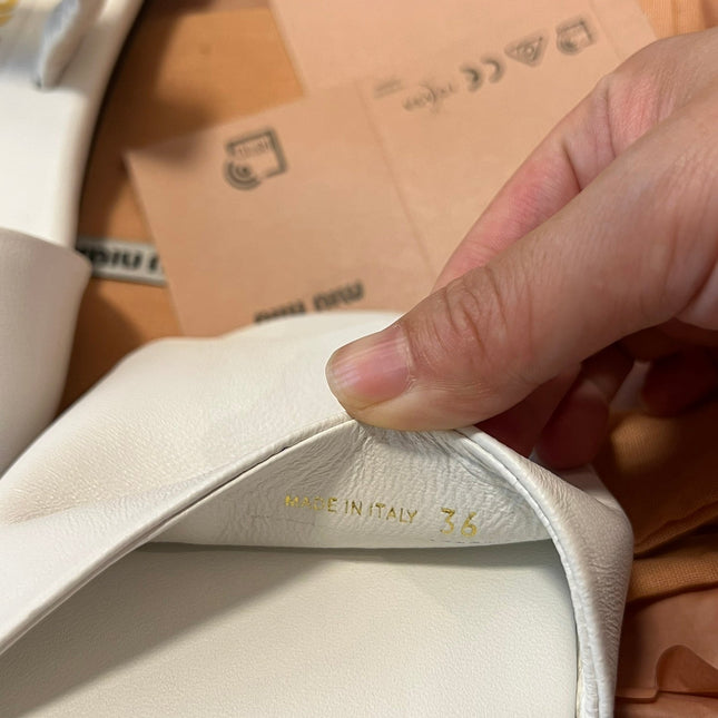 RUCHES SANDALS IN WHITE LAMBSKIN