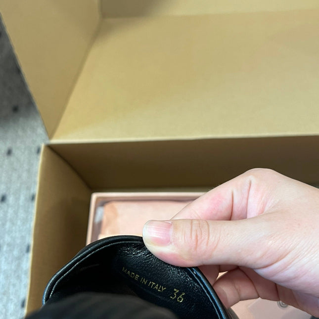 RUCHES SANDALS IN BLACK LAMBSKIN