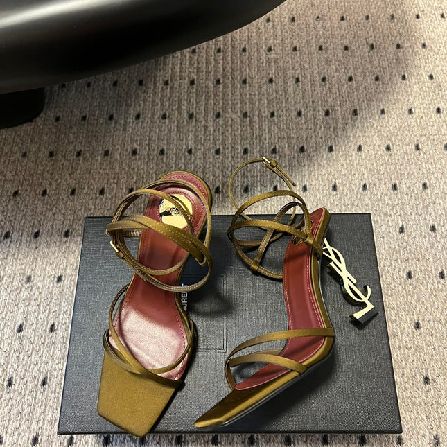 YSL HIGH HEEL SANDALS IN GOLD CALFSKIN