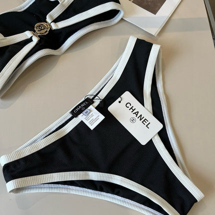 CC BIKINI SWIMSUIT SET BLACK WHITE 174796