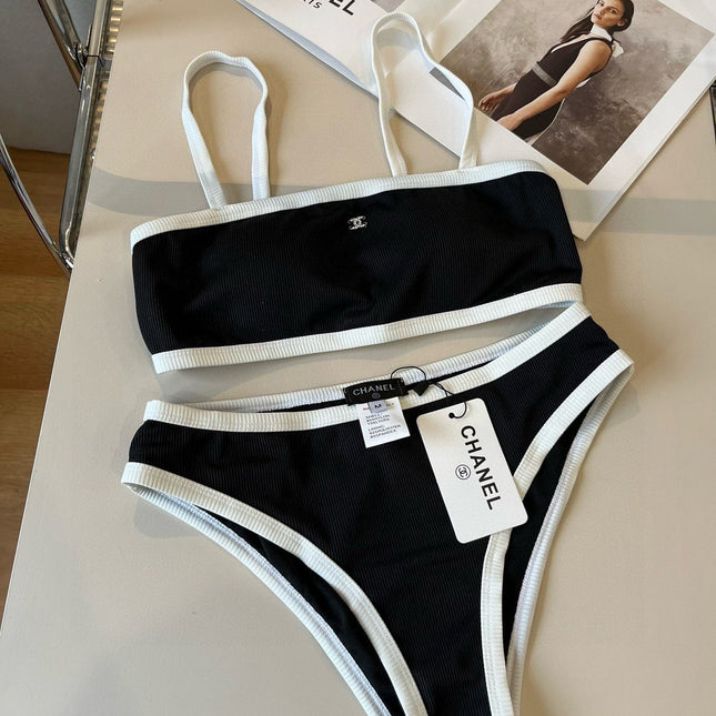 CC BIKINI SWIMSUIT SET BLACK WHITE 174796