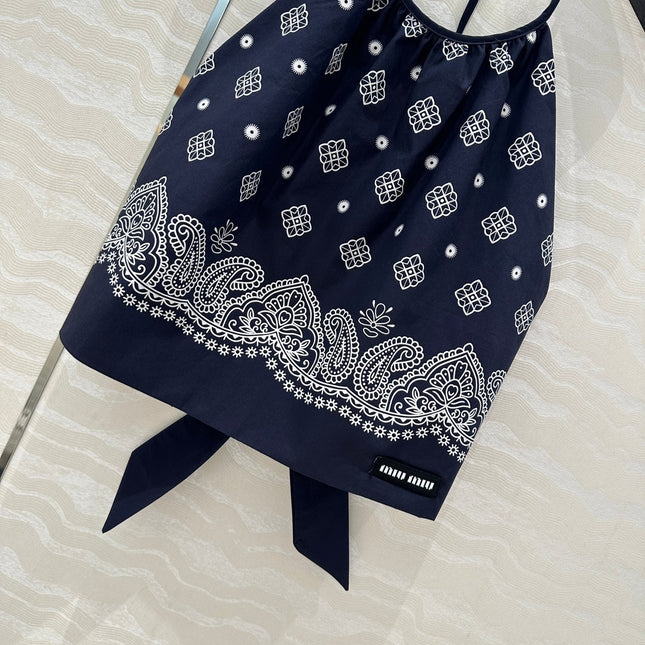 MIUMIU MIDNIGHT BLUE STRAPPY BACK TOP