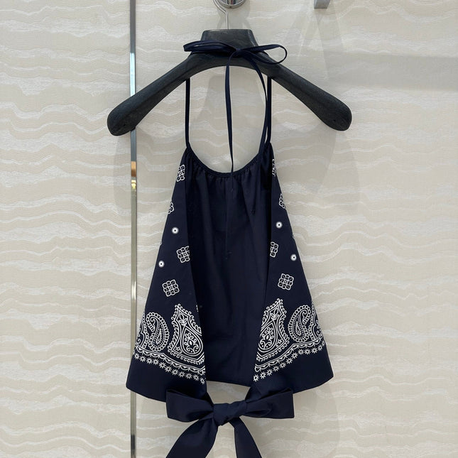 MIUMIU MIDNIGHT BLUE STRAPPY BACK TOP