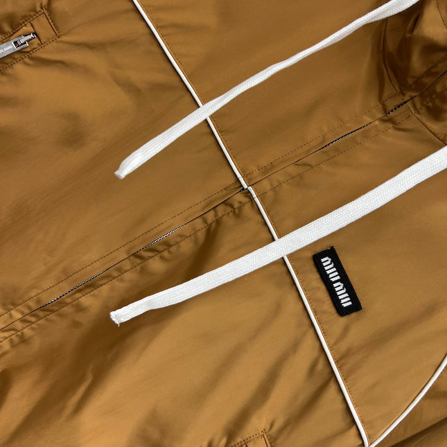 MIU 25S HOODED JACKET BROWN IN NYLON 263023