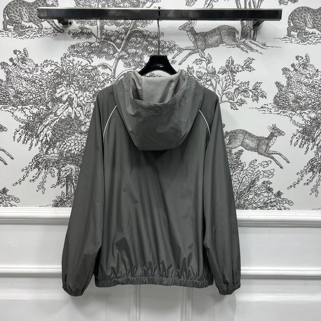 MIU 25S HOODED JACKET GREY IN NYLON 263131