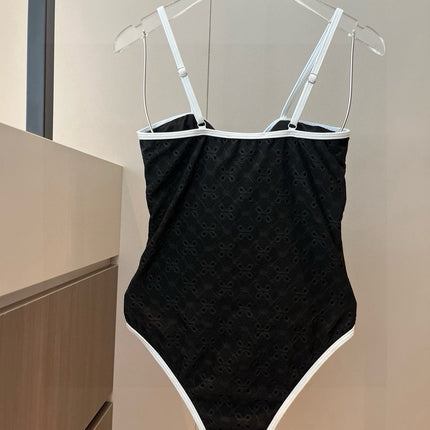 CC BIKINI SWIMSUIT SET IN BLACK AND WHITE TRIM 594785