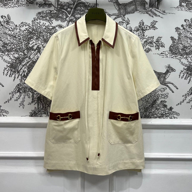 GUCCI 25S NEW STYLE SHORT SLEEVE LAPEL DRESS 262936