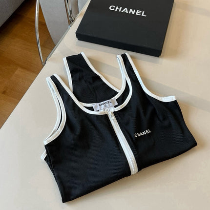 CC BIKINI SWIMSUIT SET IN BLACK AND  WHITE TRIM 625973