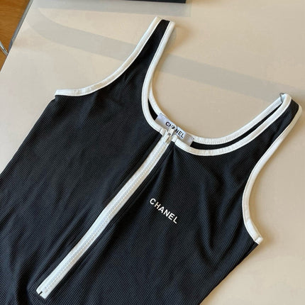 CC BIKINI SWIMSUIT SET IN BLACK AND  WHITE TRIM 625973