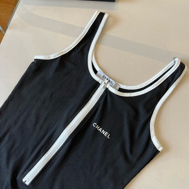 CC BIKINI SWIMSUIT SET IN BLACK AND  WHITE TRIM 625973