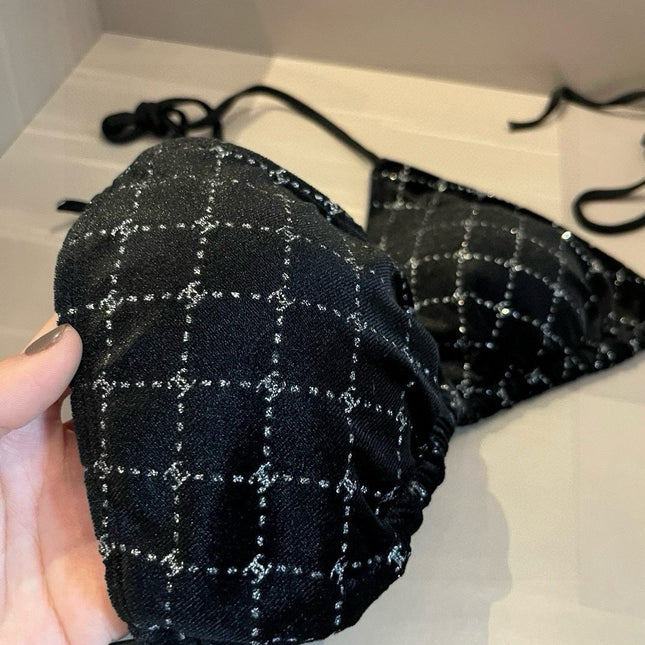 CC BIKINI SWIMSUIT SET IN BLACK AND WHITE PLAID 625992