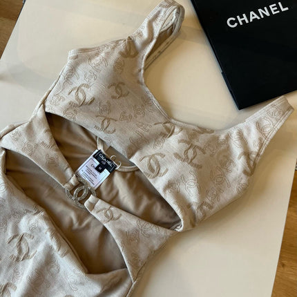 SWIMSUIT IN NUDE EMBROIDERED LOGO 626005