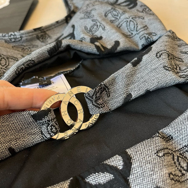 SWIMSUIT IN GREY AND BLACK PRINTED LOGO 626006