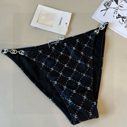 CC BIKINI SWIMSUIT SET IN BLACK AND WHITE PLAID 629230