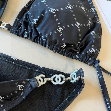 CC BIKINI SWIMSUIT SET IN BLACK AND WHITE PLAID 629230