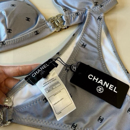 CC BIKINI SWIMSUIT SET IN GREY PRINTED LOGO 629237