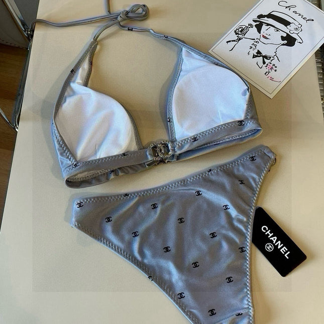 CC BIKINI SWIMSUIT SET IN GREY PRINTED LOGO 629237