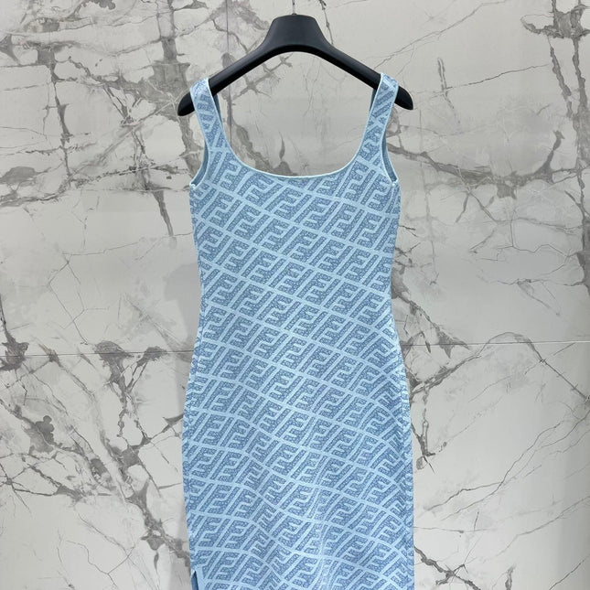 FEND 25S JACQUARD KNITTED VEST DRESS 264233