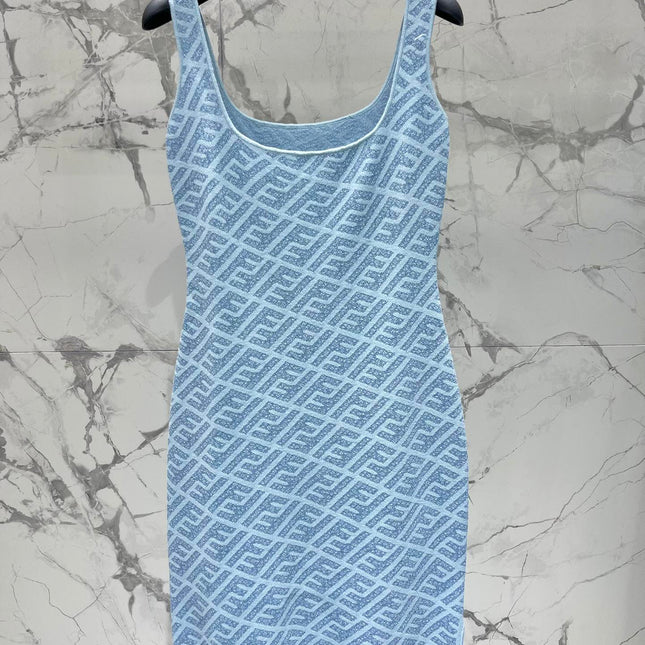 FEND 25S JACQUARD KNITTED VEST DRESS 264233