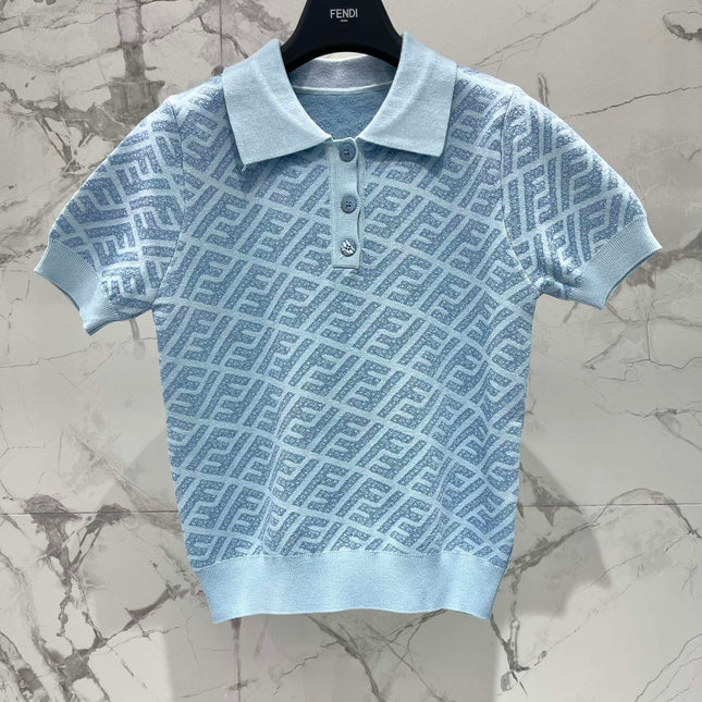 FEND 25S SHORT SLEEVE JACQUARD KNIT LAPEL 264232