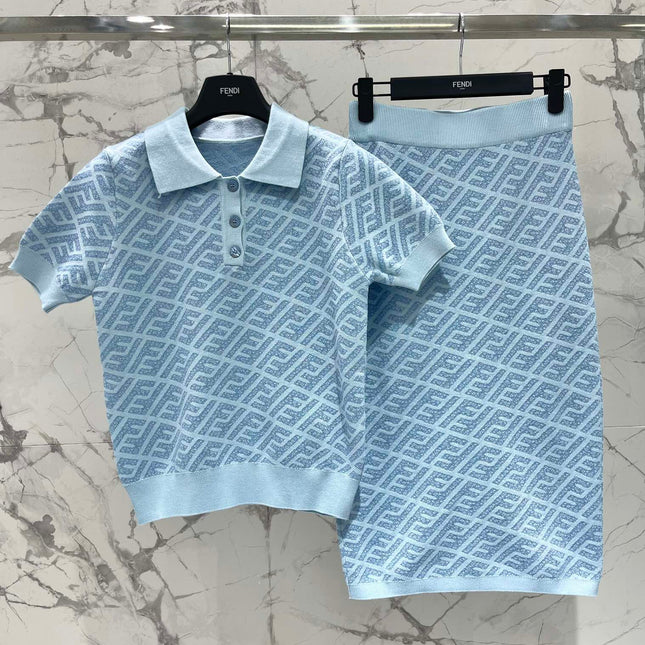 FEND 25S SHORT SLEEVE JACQUARD KNIT LAPEL 264232