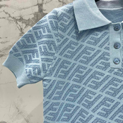 FEND 25S SHORT SLEEVE JACQUARD KNIT LAPEL 264232