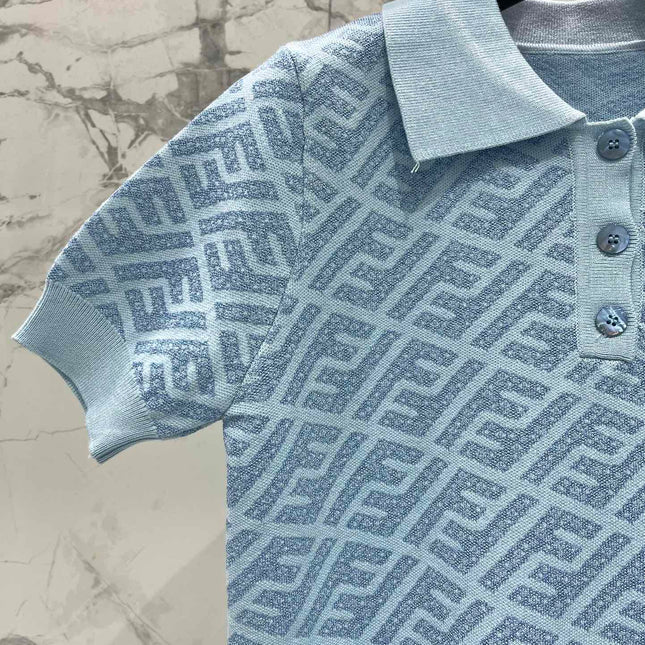 FEND 25S SHORT SLEEVE JACQUARD KNIT LAPEL 264232