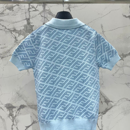 FEND 25S SHORT SLEEVE JACQUARD KNIT LAPEL 264232