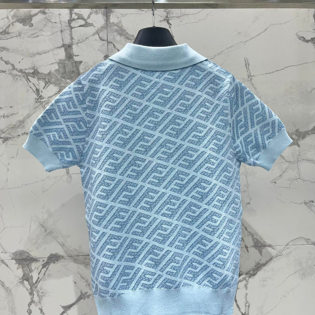FEND 25S SHORT SLEEVE JACQUARD KNIT LAPEL 264232