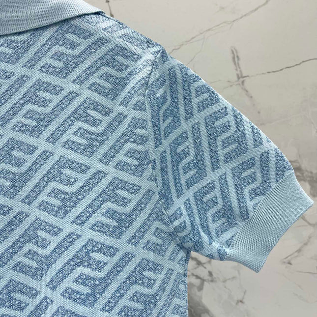FEND 25S SHORT SLEEVE JACQUARD KNIT LAPEL 264232