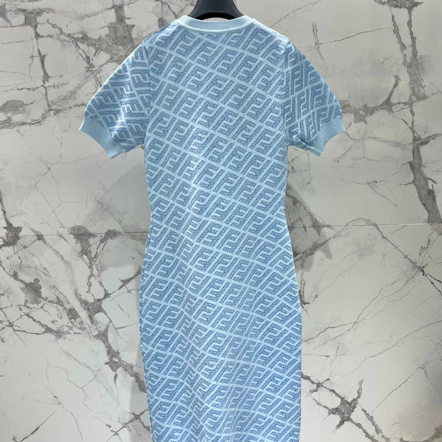 FEND 25S JACQUARD KNIT SHORT SLEEVE DRESS 264234